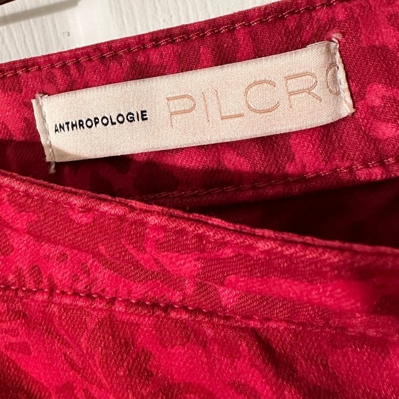 PILCRO Anthropologie Flocked High Rise Leggings size 28  Cranberry PRISTINE - Picture 6 of 12